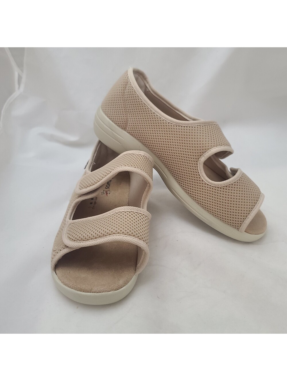 Schawos Uni-Sex Rehabilitation Open Toe Shoes 11W/9M Beige Mesh Stretch Seniors